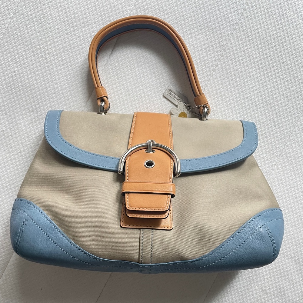 Coach baby blue/Tan Daisy Tag bag
